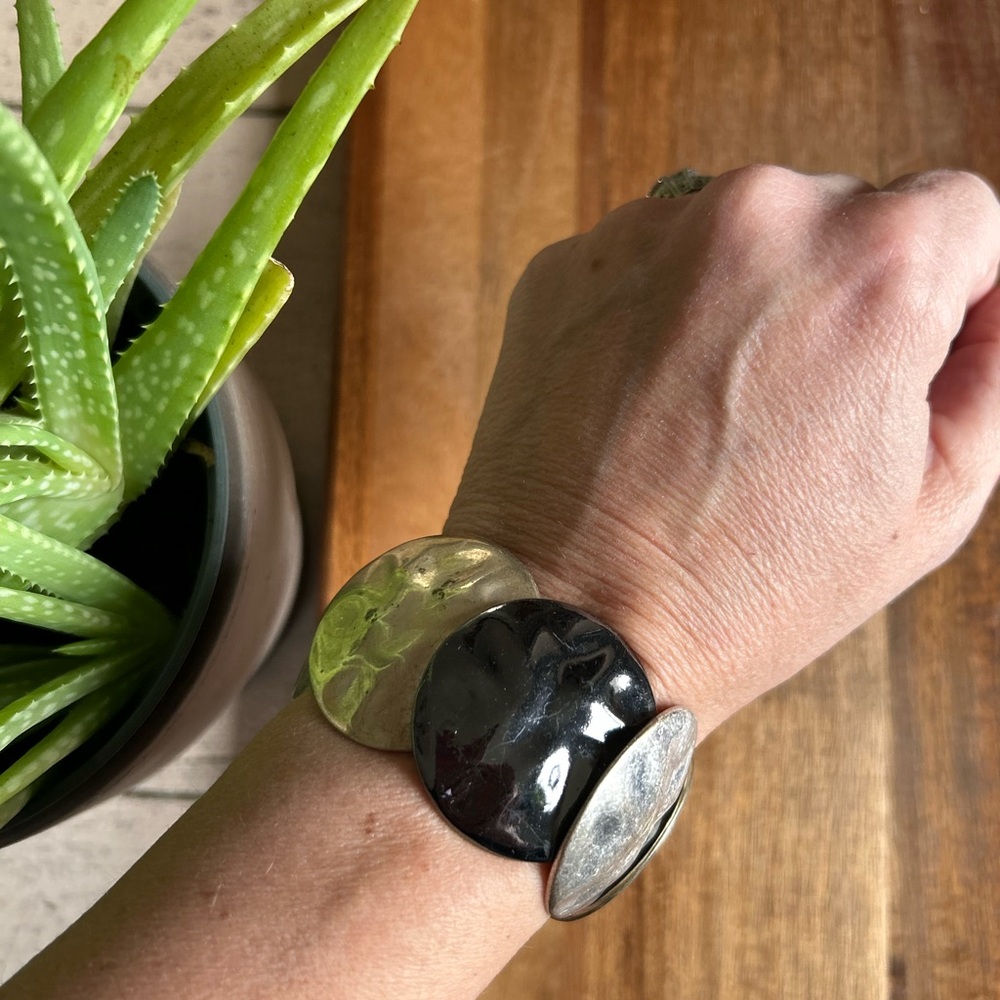Black and Silver and Gold Statement Bracelet